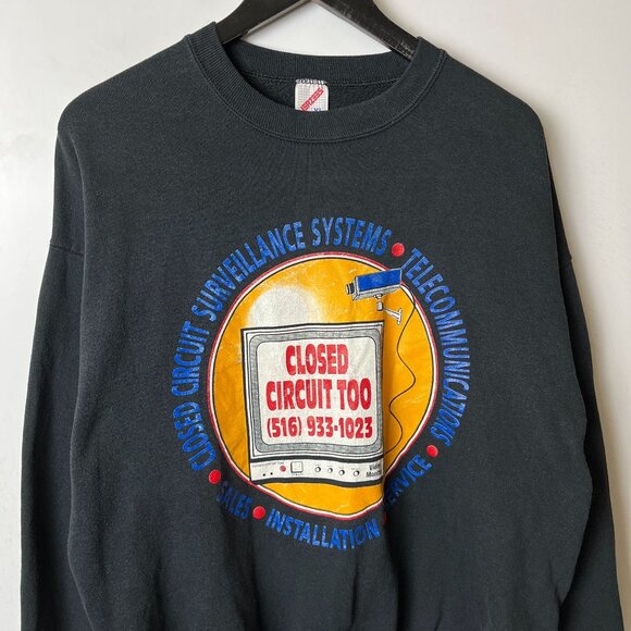 Vintage 80s 90s Jerzees Closed Circuit Surveillance Systems Graphic Crewneck XL - Picture 10 of 13